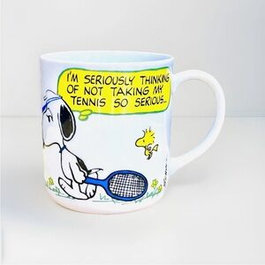 Snoopy & Woodstock Tennis Coffee Mug Cup 1958/1965-Signed-Vintage